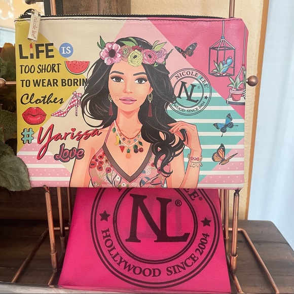 NWT Nicole Lee Makeup bag, wristlet wallet, purse, cosmetics multicolored bag - Picture 3 of 12